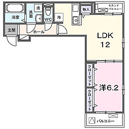 近鉄京都線 竹田駅 徒歩3分の賃貸アパート 3階1LDKの間取り