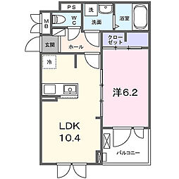 近鉄京都線 竹田駅 徒歩3分の賃貸アパート 3階1LDKの間取り