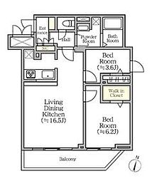 都営浅草線 西馬込駅 徒歩13分の賃貸マンション 4階2LDKの間取り