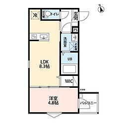 近鉄名古屋線 烏森駅 徒歩9分の賃貸アパート 1階1LDKの間取り