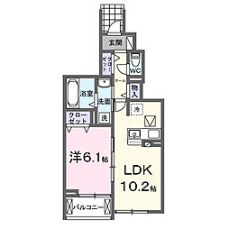 レジデンスＭ 1階1LDKの間取り