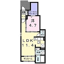 サンライズネクストB 1LDKの間取図画像