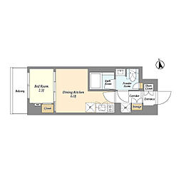 ＡＩＦＬＡＴ品川戸越パークサイド 6階1DKの間取り