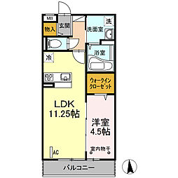 Lien 3階1LDKの間取り