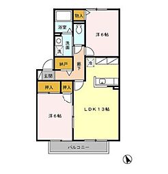 近鉄湯の山線 伊勢川島駅 徒歩10分の賃貸アパート 2階2LDKの間取り