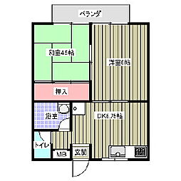 コーポトラストＢ 1階2DKの間取り