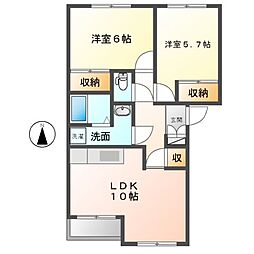 JR常磐線 柏駅 バス15分 大津ヶ丘団地下車 徒歩13分の賃貸アパート 1階2LDKの間取り