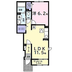 エアリーＡ 1階1LDKの間取り
