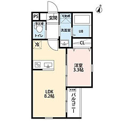 クレリア花池町 1階1LDKの間取り