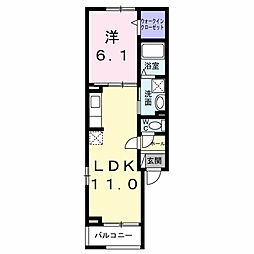 JR片町線(学研都市線) 鴫野駅 徒歩8分の賃貸アパート 2階1LDKの間取り