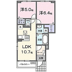 コンフォート・ベル 1階2LDKの間取り