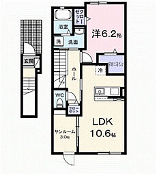 都営大江戸線 光が丘駅 徒歩19分の賃貸アパート 2階1LDKの間取り