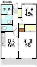 東急東横線 大倉山駅 徒歩13分の賃貸マンション 2階2DKの間取り