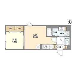 京王線 笹塚駅 徒歩6分の賃貸マンション 2階1LDKの間取り