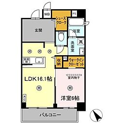 沖縄都市モノレール 美栄橋駅 徒歩5分の賃貸マンション 4階1LDKの間取り