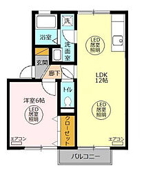 関東鉄道常総線 新守谷駅 徒歩23分の賃貸アパート 1階1LDKの間取り