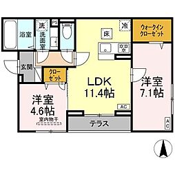 JR総武線 亀戸駅 徒歩15分の賃貸アパート 1階2LDKの間取り