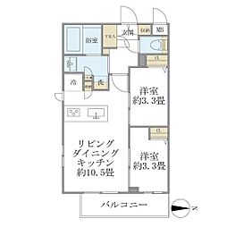 Ｌａ　Ｐｅｒｌａ　Ｎａｋａｎｏ 4階2LDKの間取り