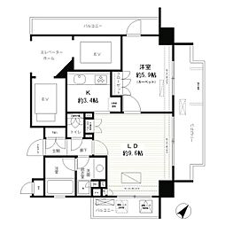 東京メトロ千代田線 代々木公園駅 徒歩8分の賃貸マンション 10階1LDKの間取り