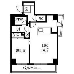 京王線 幡ヶ谷駅 徒歩11分の賃貸マンション 4階1LDKの間取り