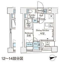 東京メトロ南北線 後楽園駅 徒歩8分の賃貸マンション 2階1DKの間取り