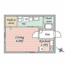 東急田園都市線 三軒茶屋駅 徒歩13分の賃貸マンション 4階1Kの間取り