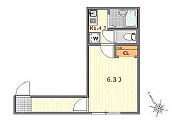 日暮里舎人ライナー 扇大橋駅 徒歩9分の賃貸アパート 1階1Kの間取り