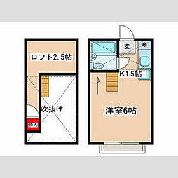 JR南武線 中野島駅 徒歩9分の賃貸アパート 2階1Kの間取り