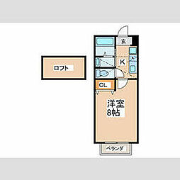 京王相模原線 京王堀之内駅 徒歩23分の賃貸アパート 2階1Kの間取り