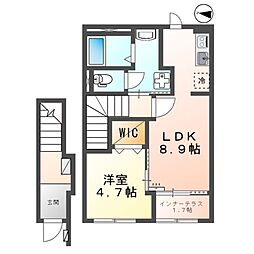セレニティ宮野和 2階1LDKの間取り