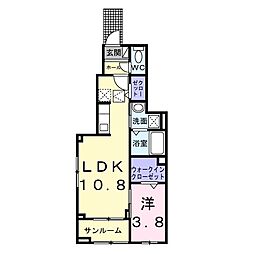 東武伊勢崎線 春日部駅 徒歩14分の賃貸アパート 1階1LDKの間取り