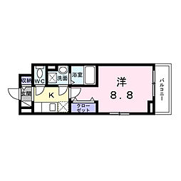 東京メトロ副都心線 西早稲田駅 徒歩8分の賃貸マンション 2階1Kの間取り