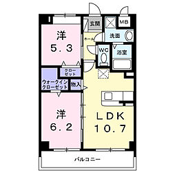 ゴット　バレー 1階2LDKの間取り
