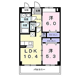 グリーンテラス大山 2階2LDKの間取り