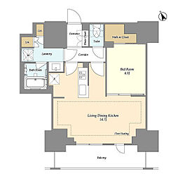 オアーゼ日暮里レジデンス 3階1LDKの間取り