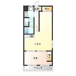 ソーラーハイツあづさ 2階1LDKの間取り