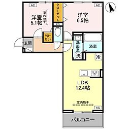 (仮称)D-ROOM浜尻町PJ 3階2LDKの間取り