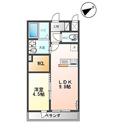 JR常磐線 神立駅 徒歩11分の賃貸アパート 1階1LDKの間取り