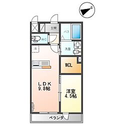 JR常磐線 神立駅 徒歩11分の賃貸アパート 2階1LDKの間取り