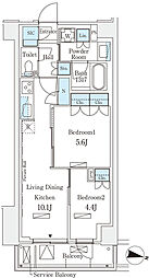 東京メトロ南北線 志茂駅 徒歩10分の賃貸マンション 6階2LDKの間取り