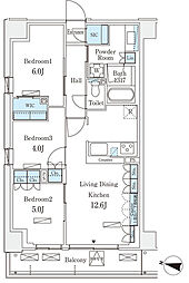 東京メトロ南北線 志茂駅 徒歩10分の賃貸マンション 2階3LDKの間取り