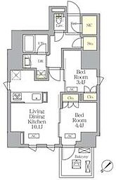 JR総武本線 馬喰町駅 徒歩2分の賃貸マンション 14階2LDKの間取り
