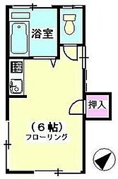 都営浅草線 戸越駅 徒歩3分の賃貸アパート 2階ワンルームの間取り