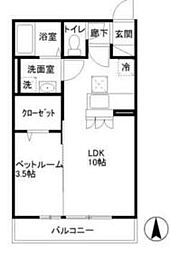 都営大江戸線 光が丘駅 徒歩16分の賃貸アパート 2階1LDKの間取り