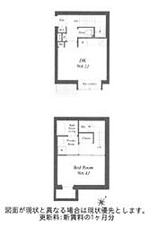 京王線 初台駅 徒歩7分の賃貸マンション 地下1階1DKの間取り