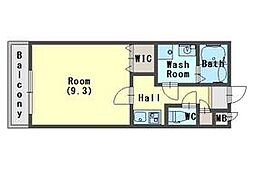 ポルトボヌール 2階1Kの間取り