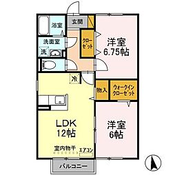 コモド八ヶ崎　Ａ・Ｂ 2階2LDKの間取り