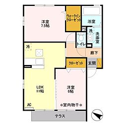 ステラ／ソレイユ　ステラ 1階2LDKの間取り