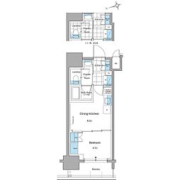 都営大江戸線 本郷三丁目駅 徒歩4分の賃貸マンション 6階1DKの間取り