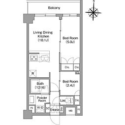 都営新宿線 大島駅 徒歩7分の賃貸マンション 1階2LDKの間取り